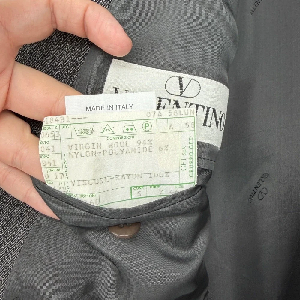 Valentino Uomo Gray Wool Blend Sport Coat‎ Blazer Made in Italy Holes 46R